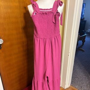 Pink Smocked Jumpsuit